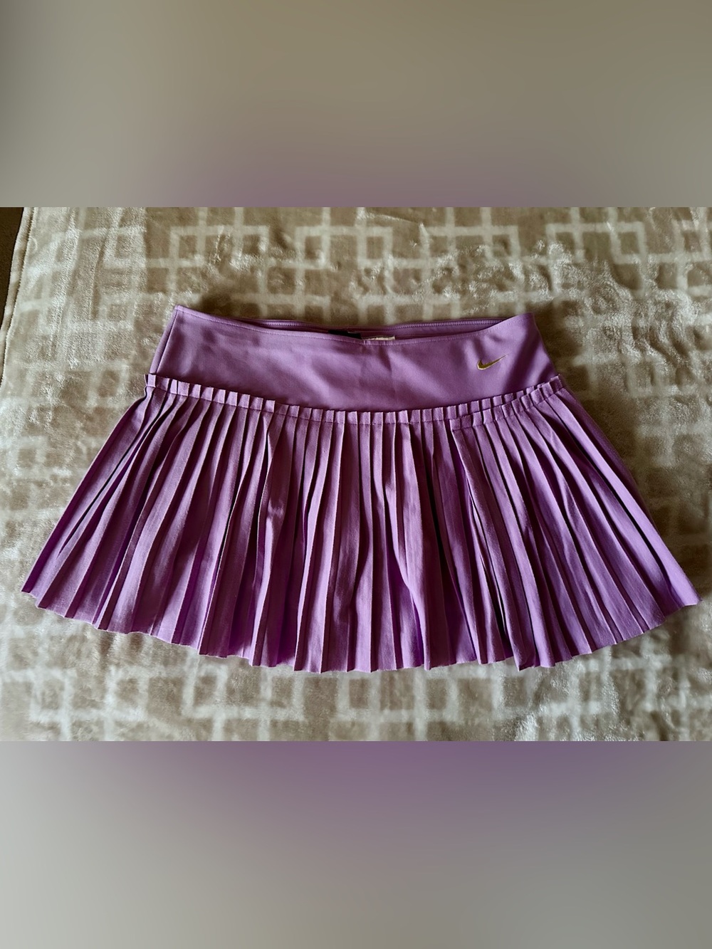 Nike Lavender Pleated Mini Skort with Gold Swoosh